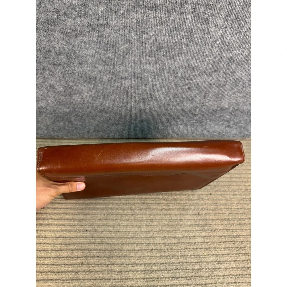 Vintage Brown Leather 3 Ring Binder Portfolio Organizer Zippered Document Case